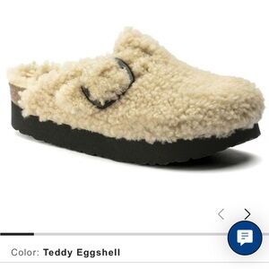 Birkenstock Boston Big Buckle Flex Platform Teddy Eggshell Size 41